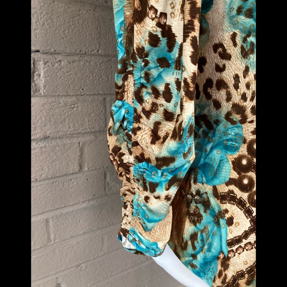 Peter Nygard  Vintage Leopard & Floral Print Blouse - Small - Picture 5 of 9